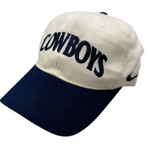 Nike Dallas Cowboys Hat Mens OS Cream Navy Good Vintage NFL Pro Line Snapback